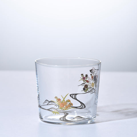 Maki-e Glass – Old Fashioned / Chrysanthemum and Flowing Water