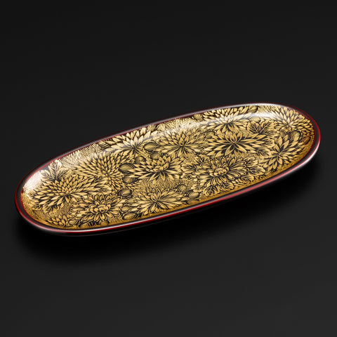 Koban Plate / Chinkin with Dense Chrysanthemum Pattern