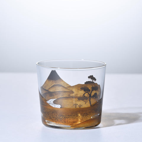 Maki-e Glass – Old Fashioned / Mount Fuji and Landscape