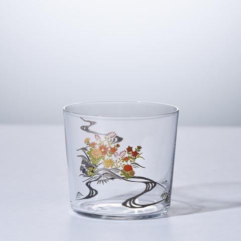 Maki-e Glass – Old Fashioned / Chrysanthemum and Flowing Water